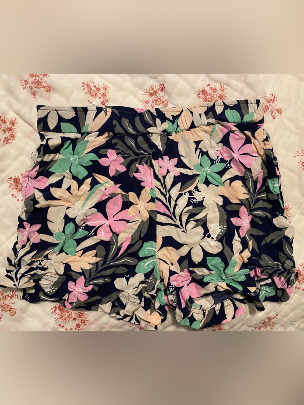 Roxy Navy Floral Elastic-Waist Bermudas